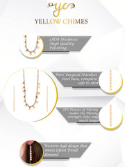 Yellow Chimes Necklace Set for Women Rose Gold Necklace Set Stainless Steel Coin Chain Necklace With Threader Earrings for Women and Girls.
