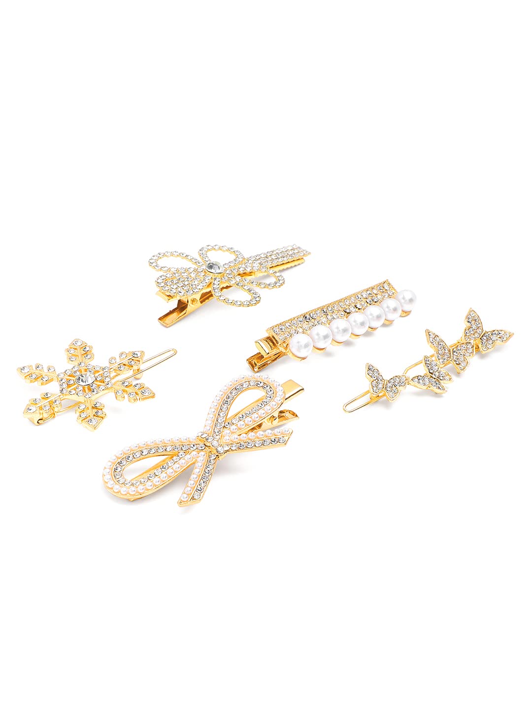 Yellow Chimes Hair Clips for Women Girls Hair Accessories for Women White Crystal Hair Clip 5 Pcs Hair Clips for Girls Hairclips Alligator Clips for Hair Pins for Women and Girls Gift For Women & Girls