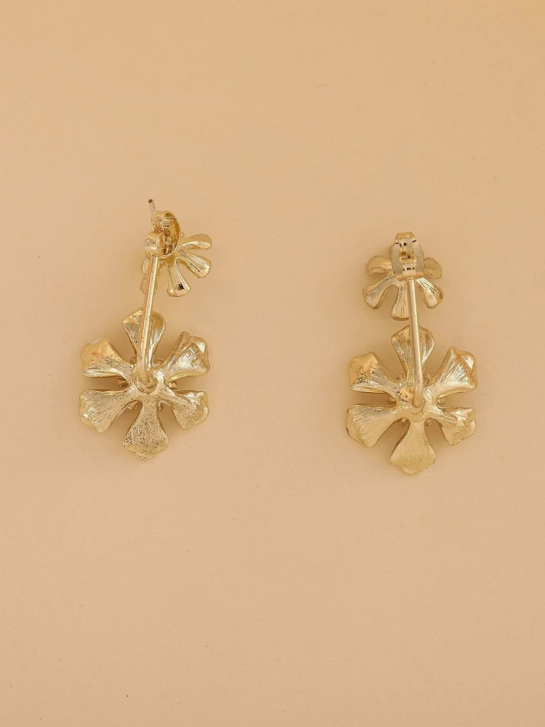 Yellow Chimes Earrings For Women Gold Tone White Double Drop Flower Designed Earrings For Women and Girls