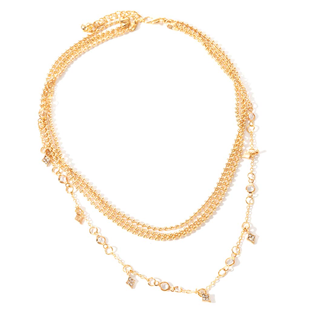 Yellow Chimes Trendy Fashion Multilayer Gold Toned Crystal Drop Choker Necklace for Women and Girls
