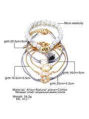 Kairangi Bracelet for Women and Girls Fashion Heart Chain Bracelets for Women | 5 Pcs Stackable Bead Bracelet | Stretch Beaded Layered Bracelet | Birthday Gift For girls and Women