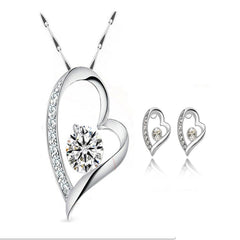 Yellow Chimes Moxie Collection Adorable Heart 18K White Gold Plated Crystal Pendant Set for Women and Girls…