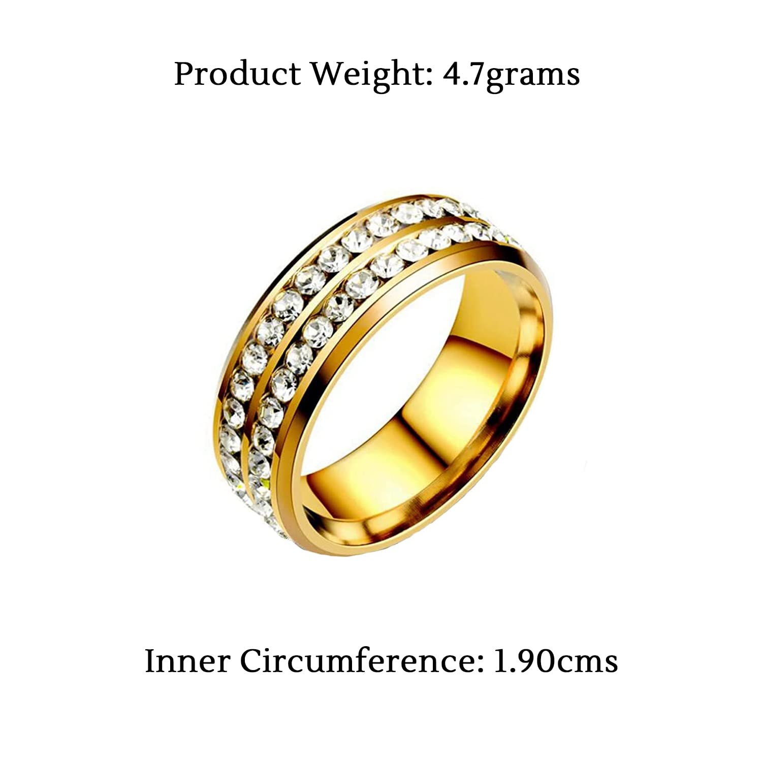 Yellow Chimes Rings for Mens and Boys Crystal Ring | Gold Plated Crystal Studded Finger Ring for Men | Birthday Gift For Boys and mens Anniversary Gift for Husband