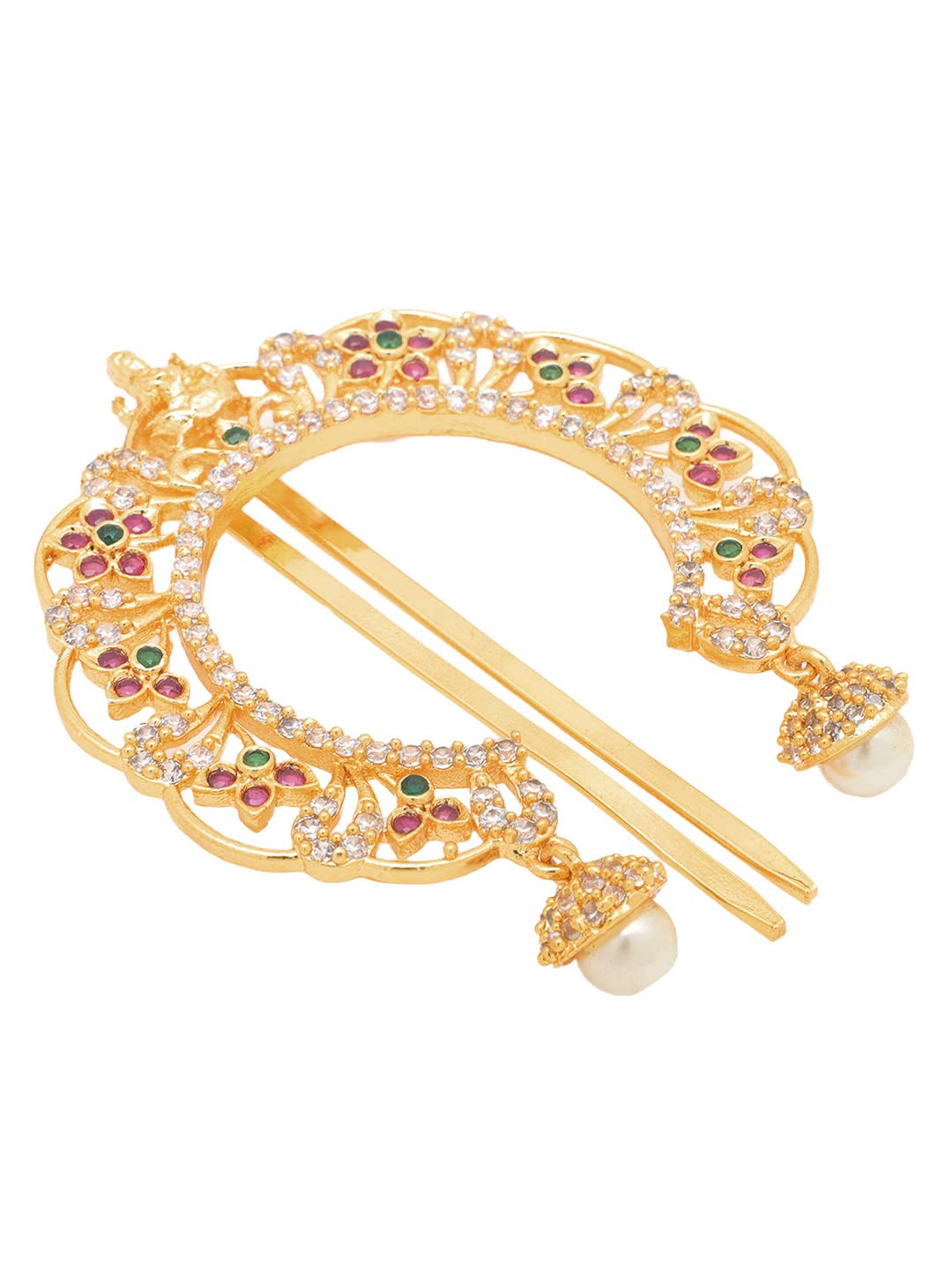 Yellow Chimes Juda Pin for Women Classic AD/American Diamond Studded Hair Accessories for Women and Girls. (Design 1)