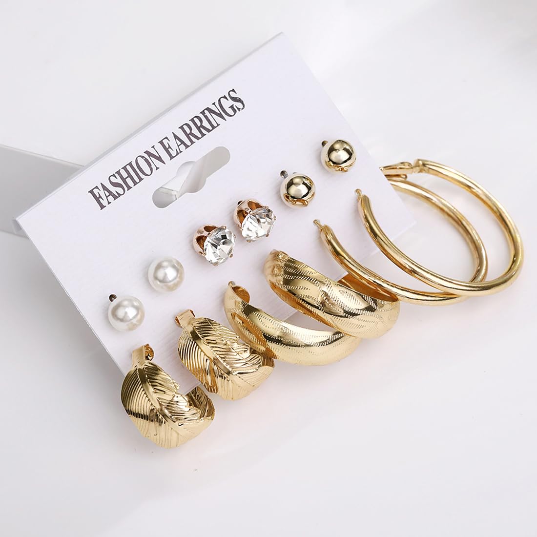 Yellow Chimes Earrings for Women and Girls Fashion White Pearl Hoops Set | Gold Plated Combo of 12 Pairs Stud Hoop Earring Set | Birthday Gift for girls and women Anniversary Gift for Wife