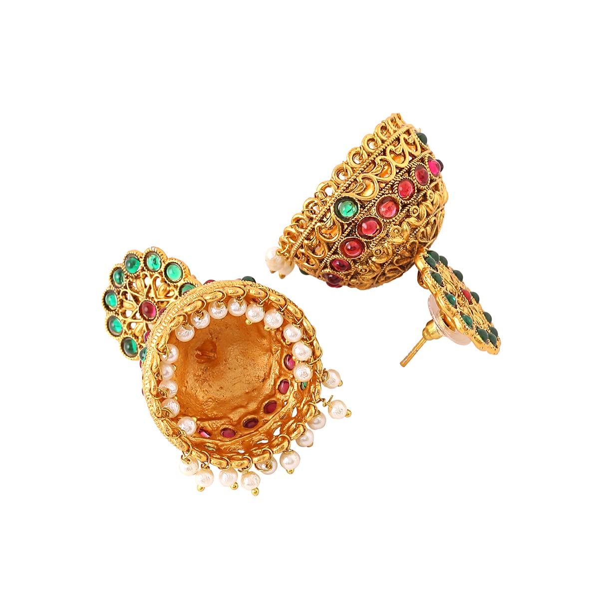 Yellow Chimes Earrings For Women Gold Toned Crystal Studded Jhumka Earrings For Women and Girls