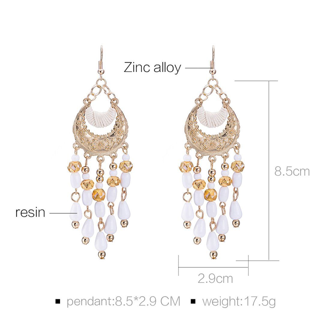 Yellow Chimes White Beads Dangle Earrings for Women and Girls