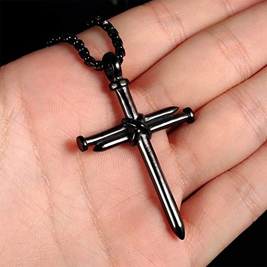 Yellow Chimes Pendant for Men and Boys Black Pendants For Men | Stainless Steel Nail Cross Pendant Necklace Chain for Men | Birthday Gift for Men and Boys Anniversary Gift for Husband