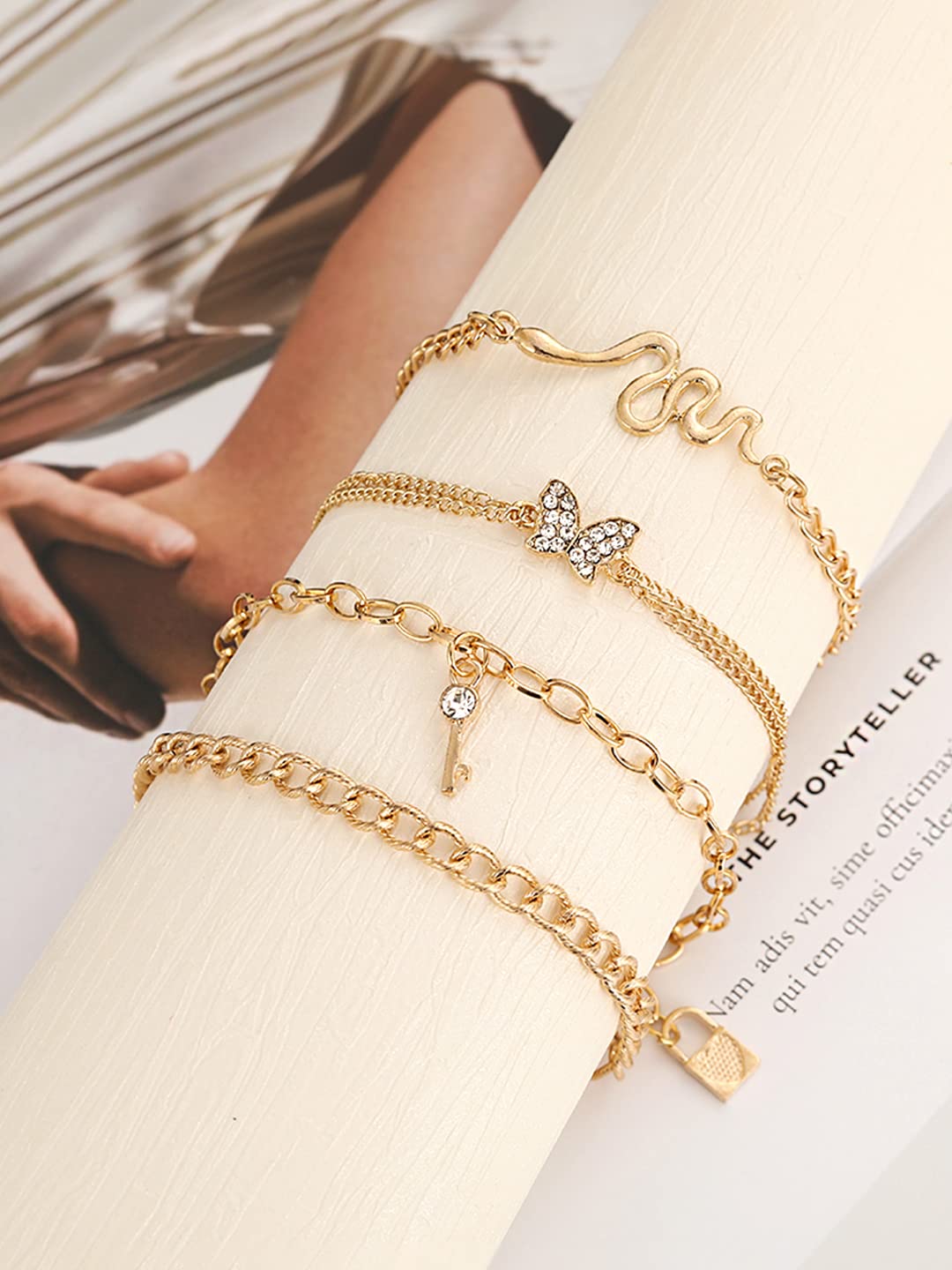Charlie & Co. Jewelry | 14K Gold Hanging Crosses Bracelet Model-AB775