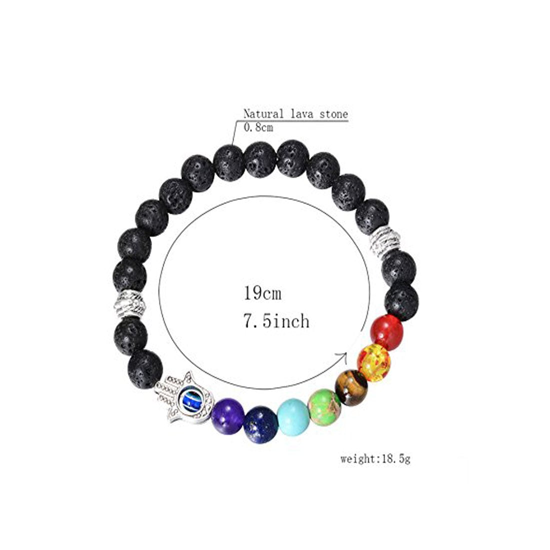 Yellow Chimes D'vine Collection7 Chakra Evil Eye Lava Stone Bracelet Black Healing Energy Stone Reiki Unisex Bracelet