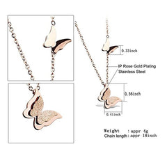 Yellow Chimes Pendant for Women and Girls | Rose Gold Pendant Necklace for Women Western | Stainless Steel Butterfly Shaped Long Chain Pendants | Birthday Gifts For Women Valentine Gift for Girls