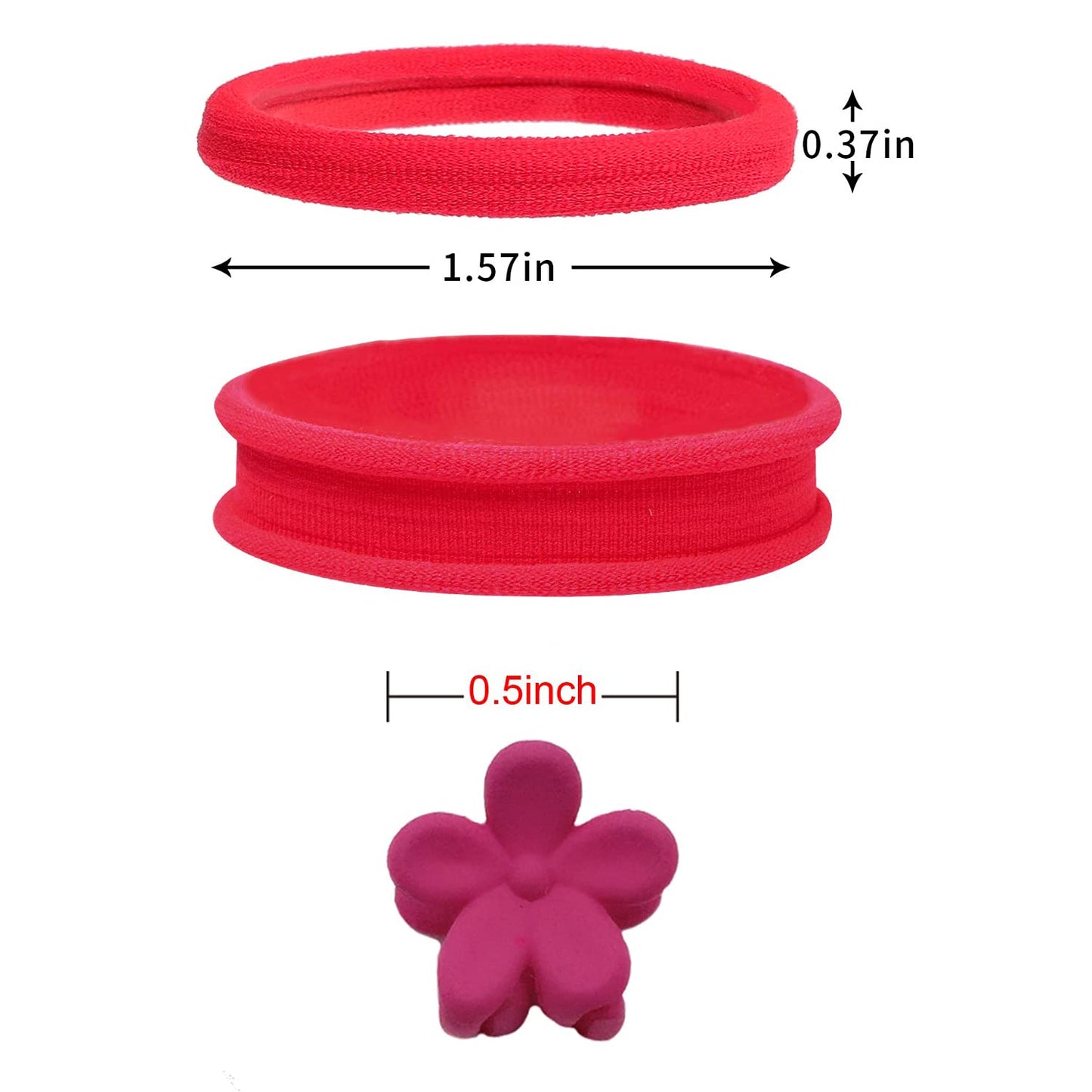 Melbees by Yellow Chimes 50 Pcs Flower Mini Hair Claw Clips with 40 pcs Pony Holders Rubber Bands, Hair Acessories for Girls Women Kids (Pack of 90), Multi-Color, Medium