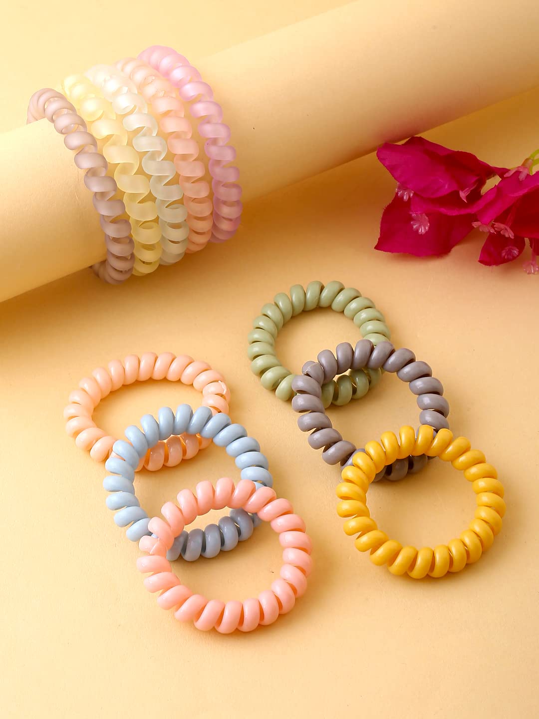 Yellow Chimes Rubber Bands for Women Hair Accessories for Women Hair Rubber Band 18 Pcs Multicolor Spiral Elastic Hair Rubber Bands for Women Hair Ties Ponytail Holders for Girls Gift For Women and Grils