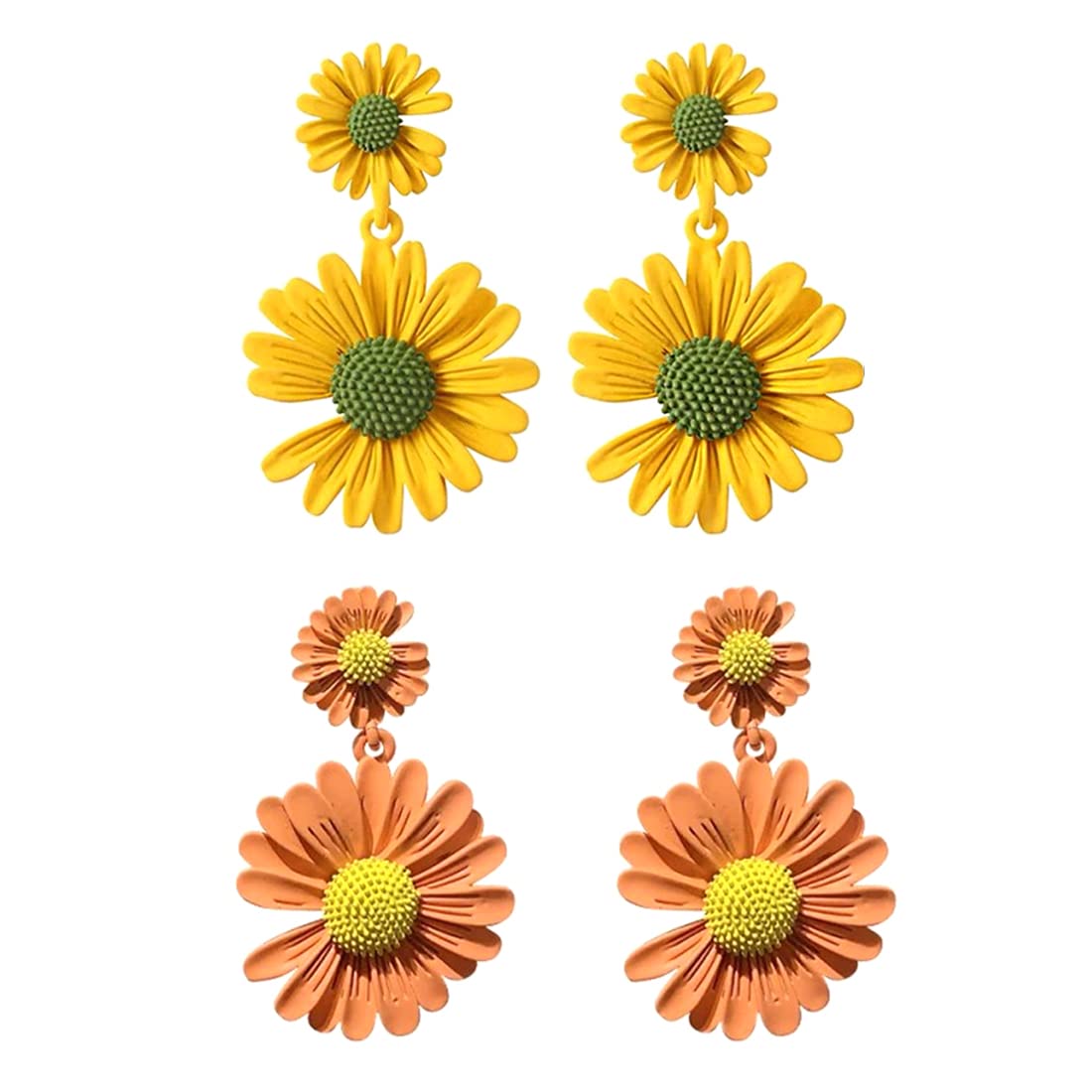 Yellow Chimes Drop Earrings for Women Combo of 2 Pairs Floral Drop Earrings Yellow Peach Casual Wear Drop Earrings For Womens and Girls.