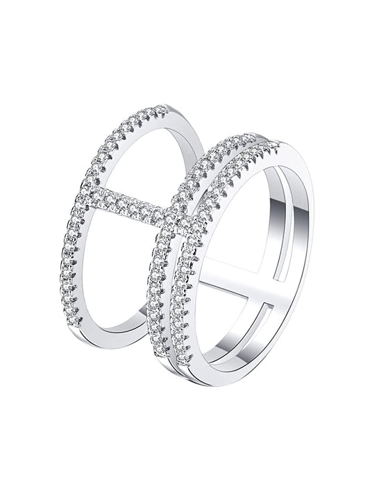 Yellow Chimes Ring for women Elegant Austrian Crystal Studded Silver tonec White colored Ring for Women and Girls (Size US 6)