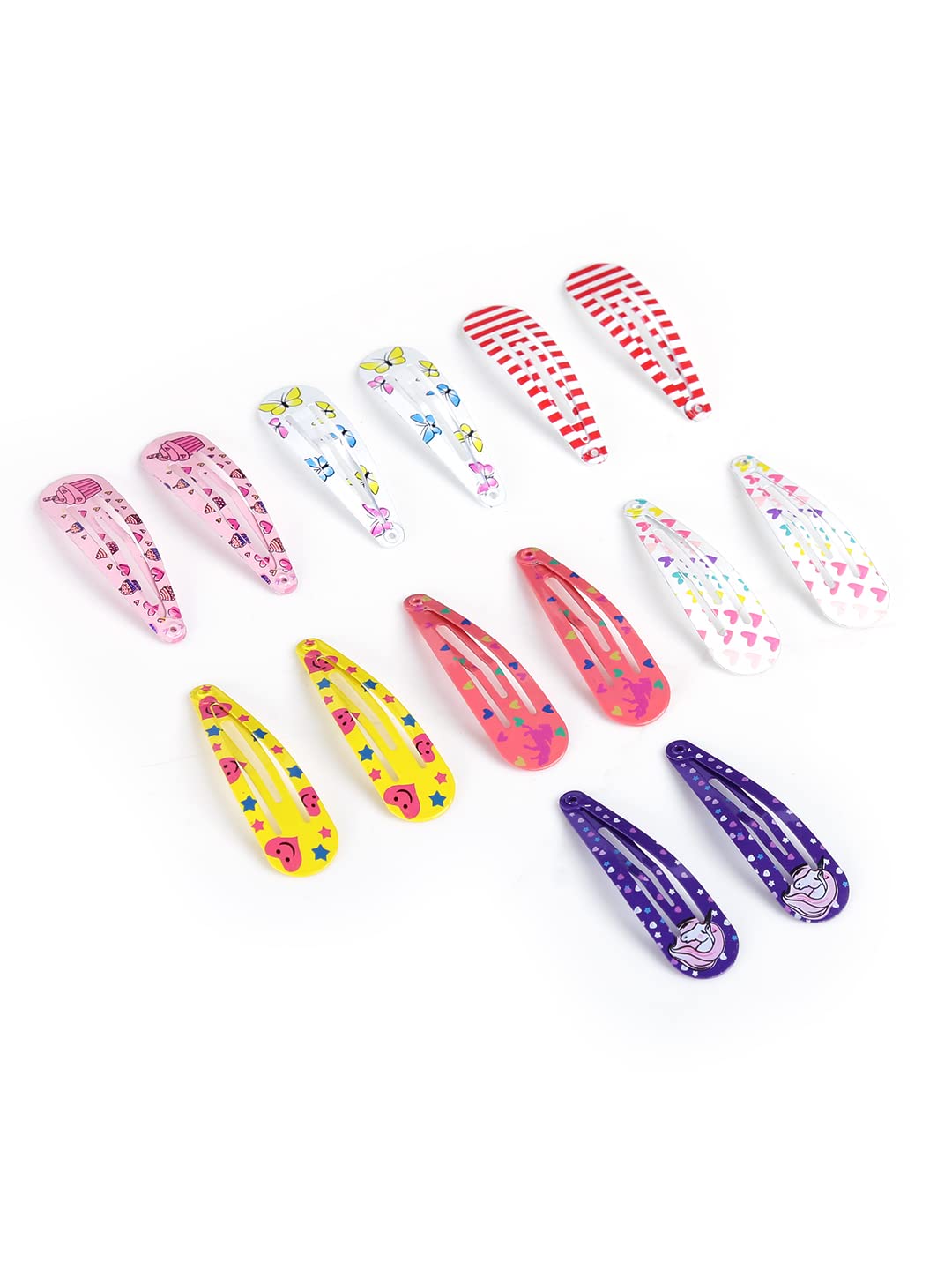 Melbees by Yellow Chimes Hair Clips for Girls Kids Hair Clip Hair Accessories for Girls Baby's 14 Pcs Printed Multicolor Snap Hair Clips Tic Tac Clips Hairclips for kids Baby Teens & Toddlers