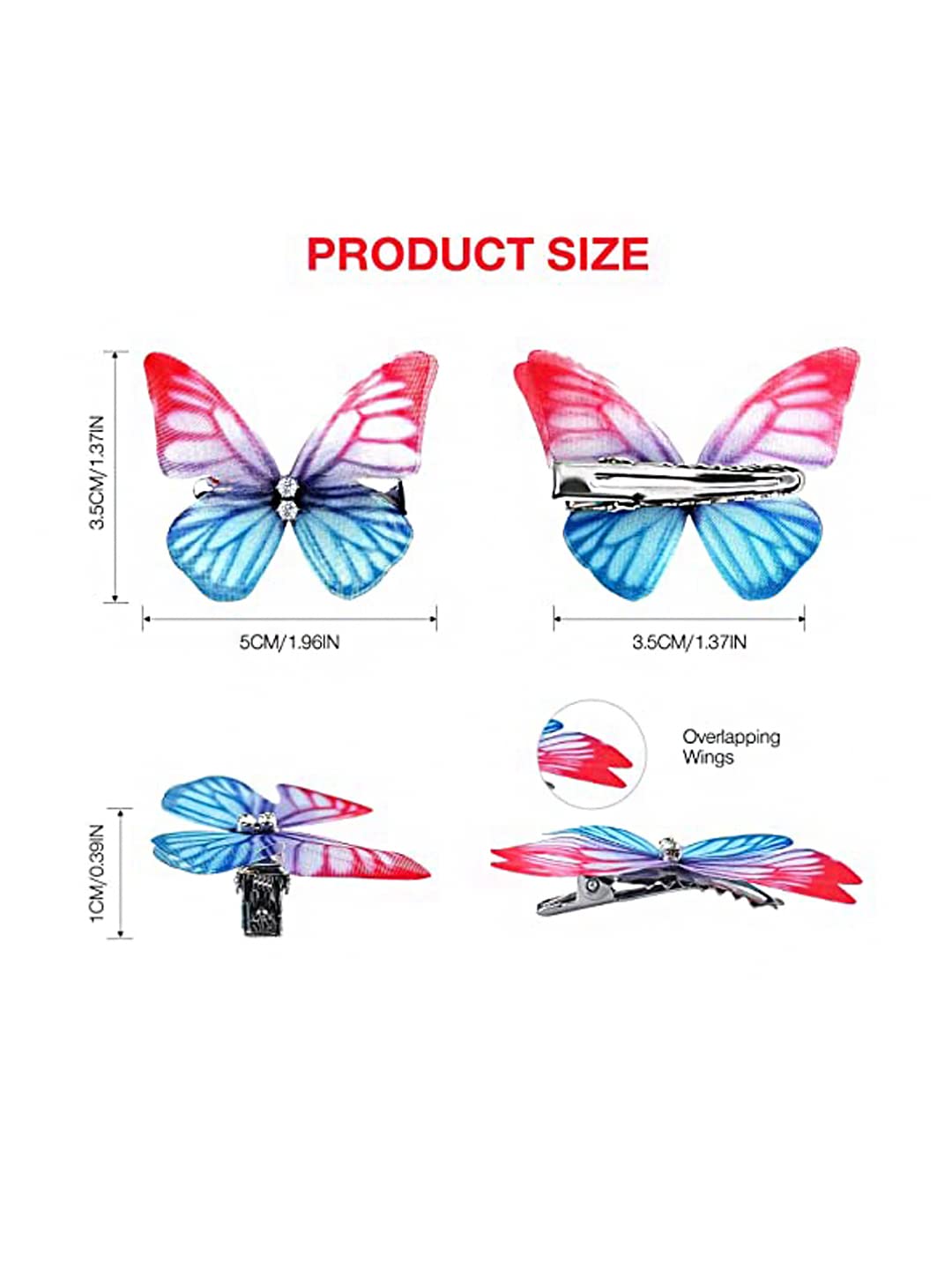 Melbees by Yellow Chimes Hair Clips for Women Set of 7 Pcs Hairclips Butterfly Hair Clip Beautiful Cute Multicolor Aligator Clips for Kids and Girls Hair Accessories.