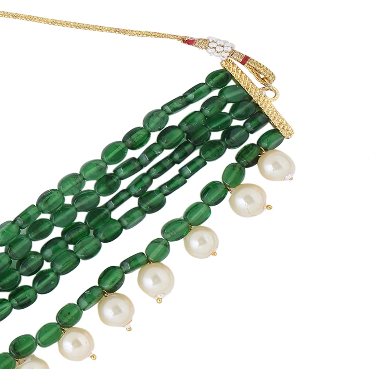Yellow Chimes Necklace for Women and Girls Beads Necklace for Women | Multilayer Green Beads Choker Necklace | Birthday Gift for girls and women Anniversary Gift for Wife