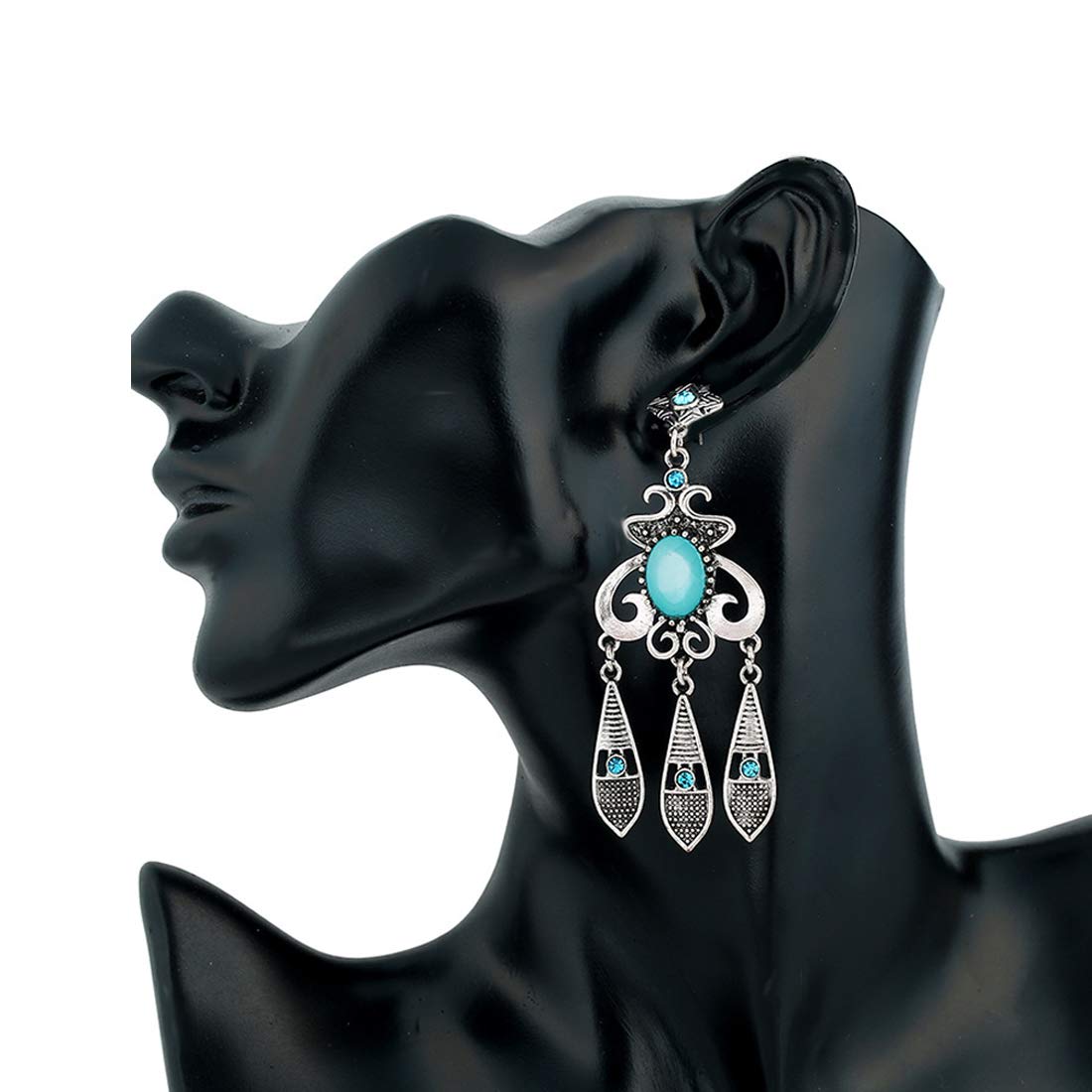 Yellow Chimes Tribal Stands Green Silver Chandelier Earring for Women & Girls