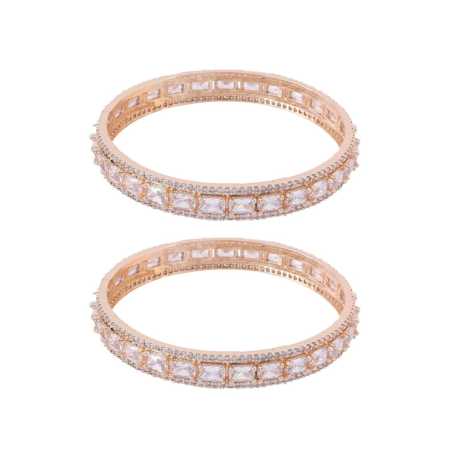 Yellow Chimes Bangles for Women and Girls American Diamond Bangles for women | Rose Gold Tone White AD Stone Bangles | Birthday Gift For girls and women Anniversary Gift for Wife