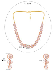 Yellow Chimes Copper and American Diamond Jewellery Set for Women (Rose Gold) (YCADNS-07GEOCRY-RG)