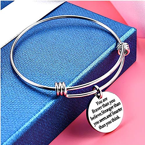 Yellow Chimes Bracelet for Women Inspirational Message Engraved Never Fading Stainless Steel Adjustable Charm Bracelet for Girls and Women