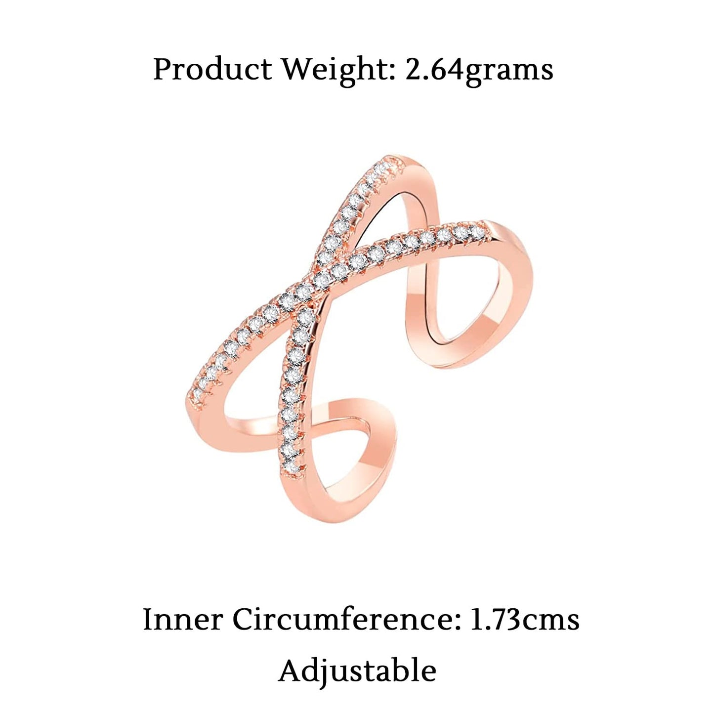 Yellow Chimes Rings for Women and Girls Rosegold Ring | Crystal Studded Rosegold Plated Adjustable Finger Ring for Women | Birthday Gifts For Women Valentine Gift for Girls