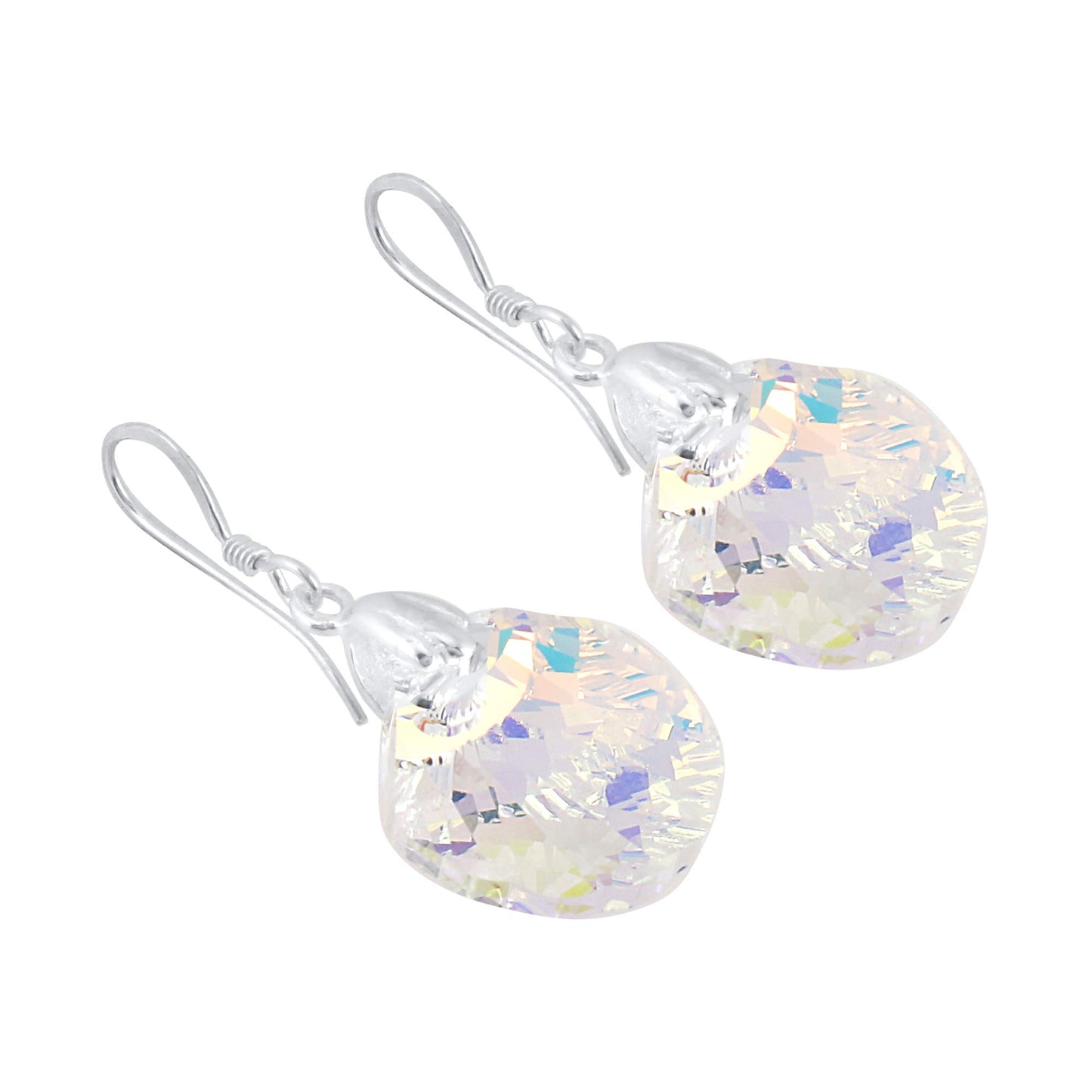 Yellow Chimes Crystals from Swarovski 925 Sterling Silver Hallmark and Certified Purity Sheer Depth Shell Crystal Earrings for Women and Girls