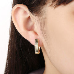 Yellow Chimes Studded Golden Hoops Alloy Crystal Earring for Women & Girls