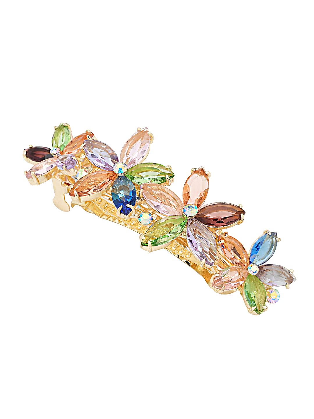 Yellow Chimes Hair Clips for Women Girls Barrette Hair Clips for Women Hair Accessories for Women Floral Hair Clips for Women Multicolor Crystal French Barrette Hair Clips for Women and Girls Gift For Women & Girls