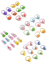 Melbees by Yellow Chimes Combo of 10 PCS Set Hair Clips and 15 Pairs of Ponytail Holder Rubber Bands Cute Characters for Kids Girls Hair Accessories (Pack of 40), Multicolour, Medium (YCHACLRB-KD002-BNDL)