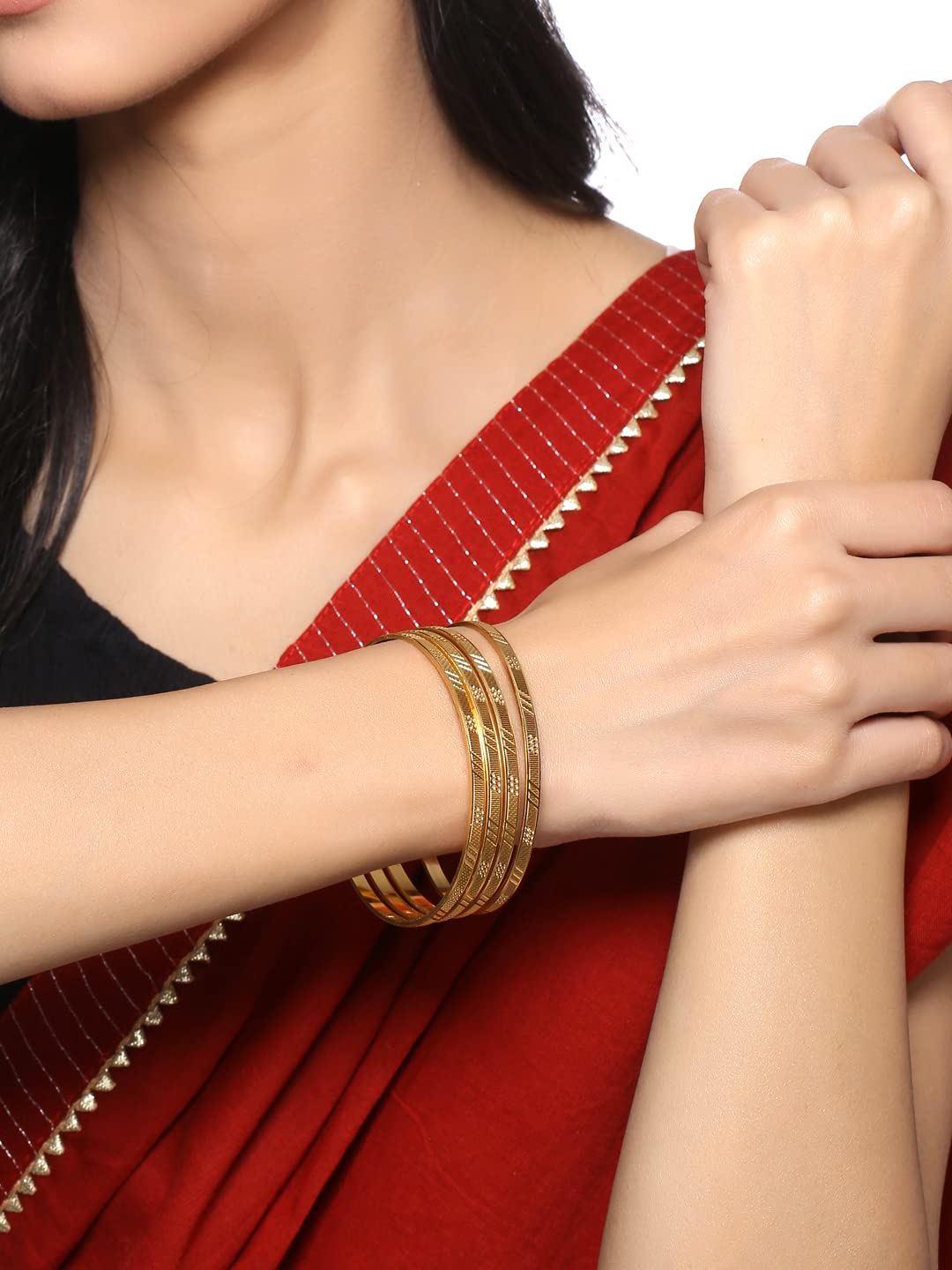 Yellow Chimes Bangles for Women Gold Toned Set of 4 Pcs Dialy Wear Bangles for Women and Girls