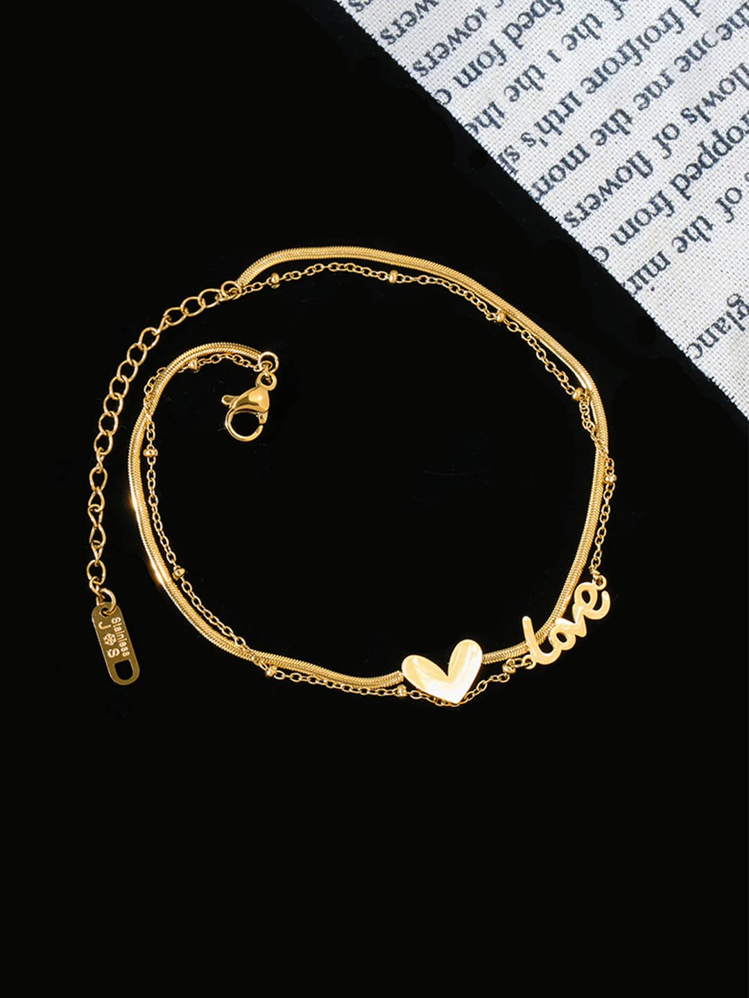 Yellow Chimes Anklets for Women Gold-Plated Layered Love Heart Chain Anklet For Women and Girls