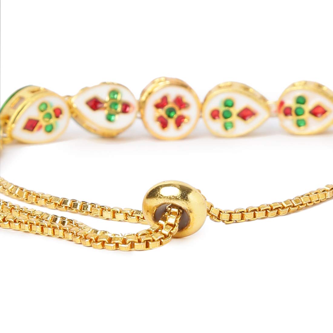 Yellow Chimes Bracelet for Women Ethnic Gold Plated Handmade Studded Kundan Bracelet for Women and Girls