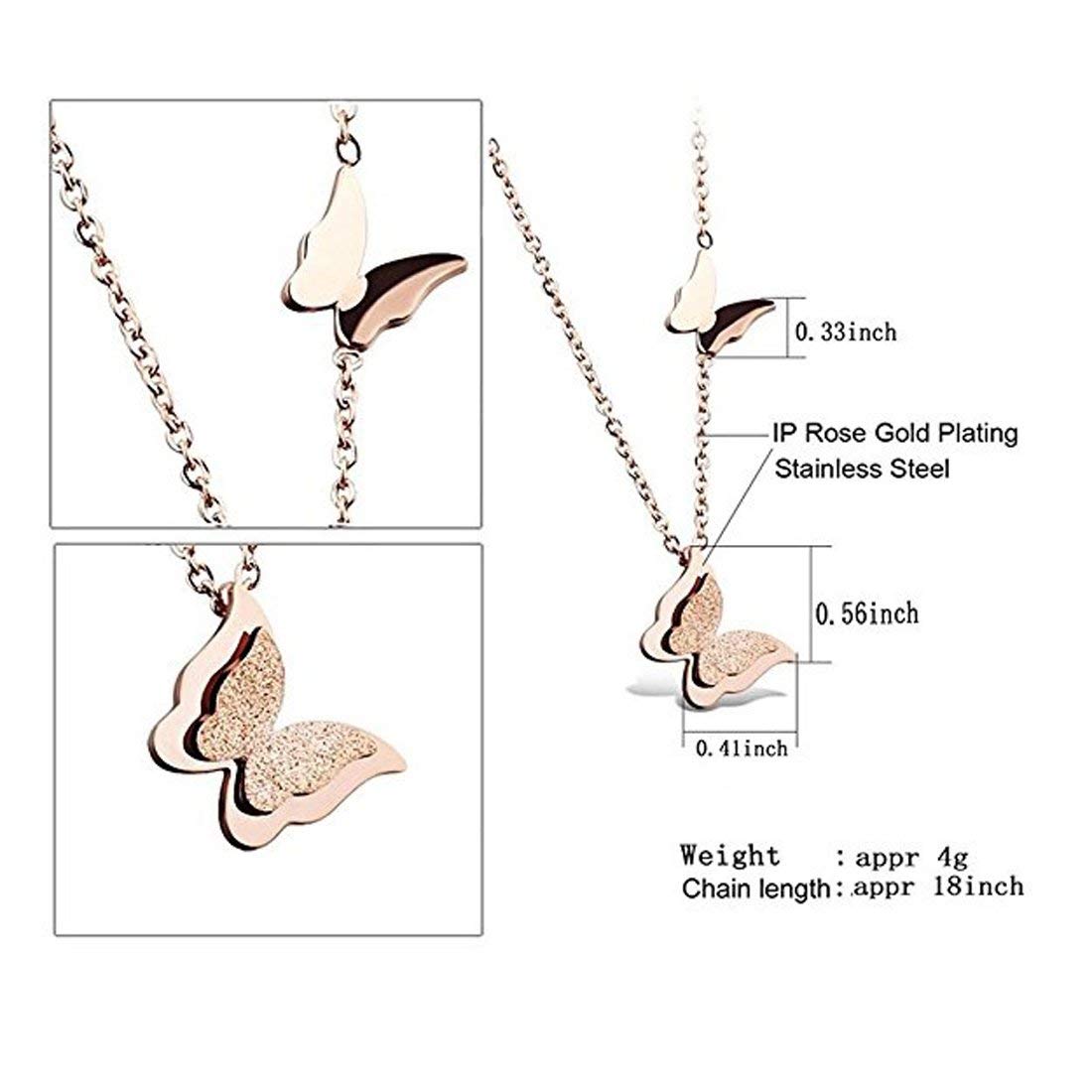 Yellow Chimes Pendant Set for Women Butterfly Surgical Steel 18K Real Rose Gold Plated Pendant Set for Girls and Women