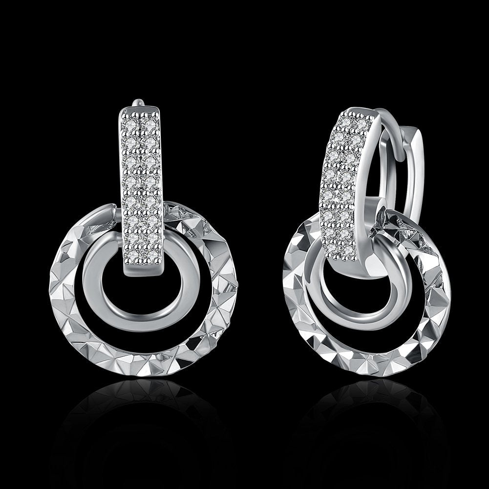 Yellow Chimes Designer Class Collection Silver Plated and Cubic Zirconia Hoop Earrings for Women (Silver)(YCFJER-147HOOP-SL)