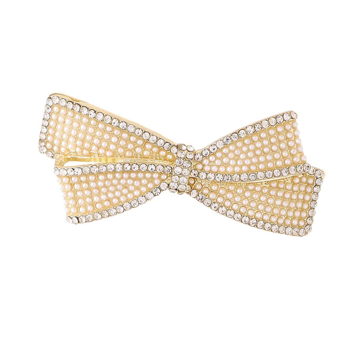 Yellow Chimes Hair Clips for Women Girls Barrette Hair Clips for Women Hair Accessories for Women Bow Clip for Women White Pearl French Barrette Hair Clips for Women and Girls Gift For Women & Girls