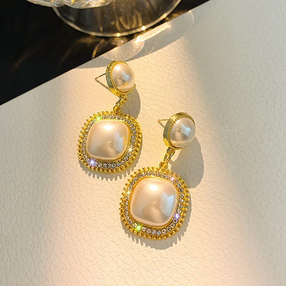 Yellow Chimes Drop Earrings for Women Combo of 3 Pairs Geometric Shaped Gold Plated Pearl Drop Earrings for Women and Girls