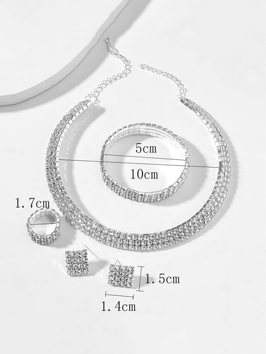 Yellow Chimes Crystal Jewellery Set for Women Crystal Jewelry Set Silver Plated Choker Necklace Set with Earrings for Women and Girls. (Design 16)