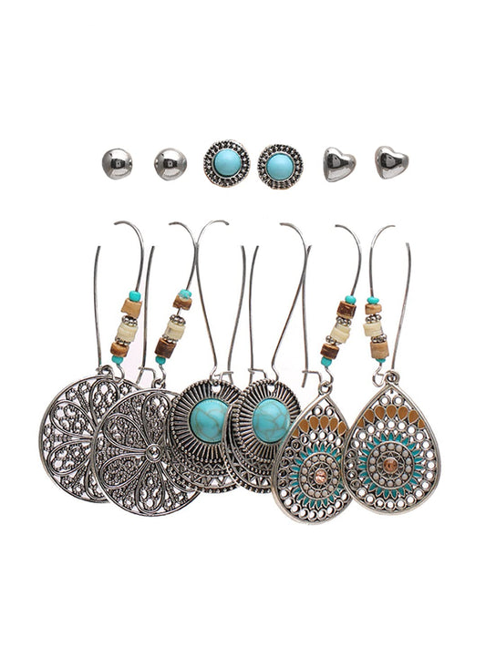 Kairangi Earrings Set for Women Combo of 6 Pairs Oxidised Earrings Multicolor Ethnic Stud and Drop Earrings for Women and Girls.