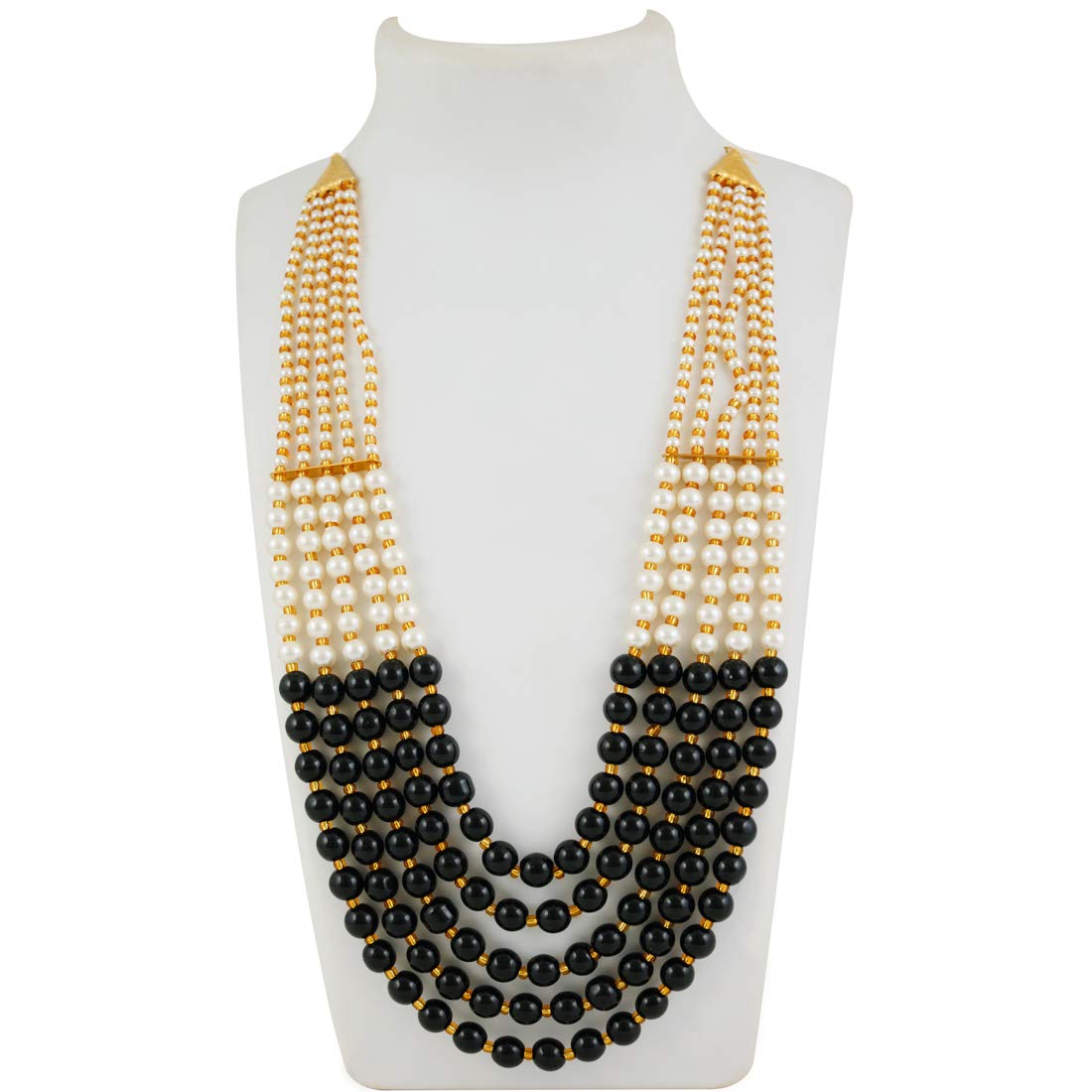 Yellow Chimes Ethnic Fashion Gold Plated Handmade Beads Long Multilayer Pearl Stylish Jewellery Necklace for Women & Girls (Black)