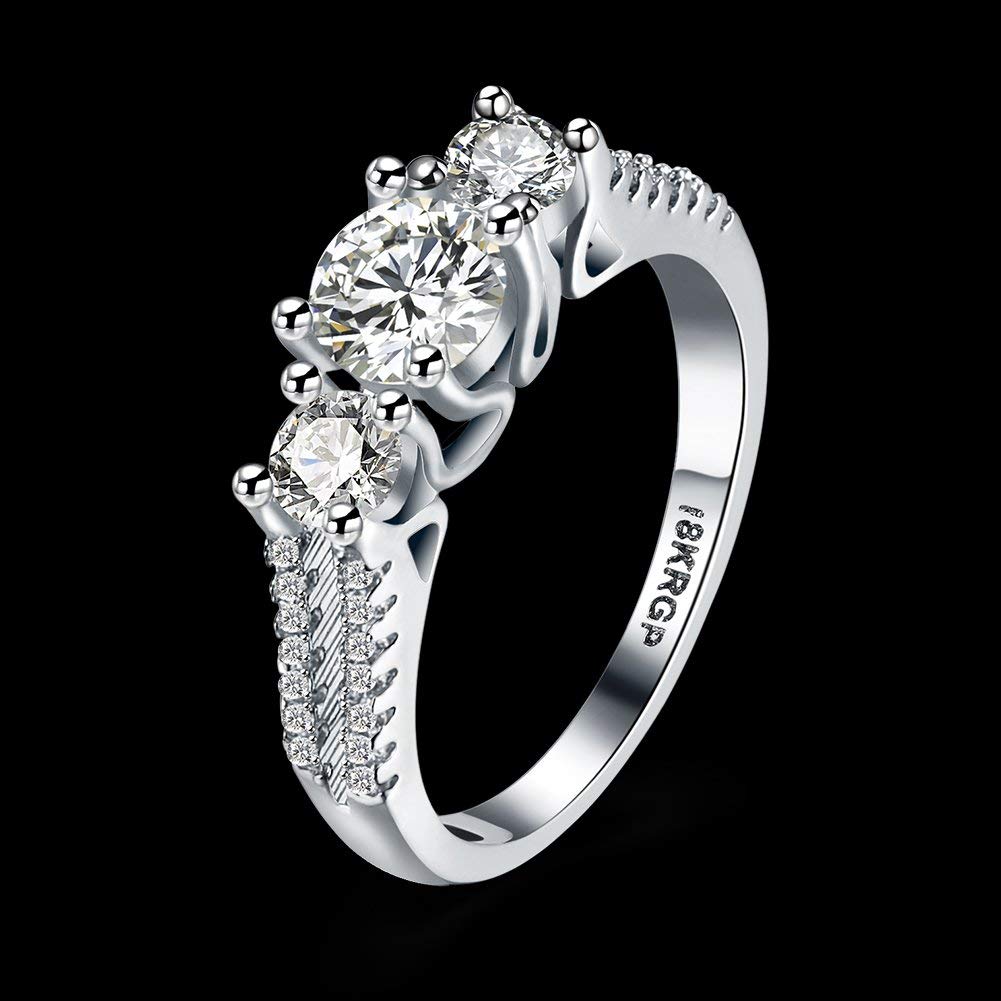 Yellow Chimes Rings for Women White Crystal Ring Platinum Plated Crystal Ring for Women and Girls(Size US 6)