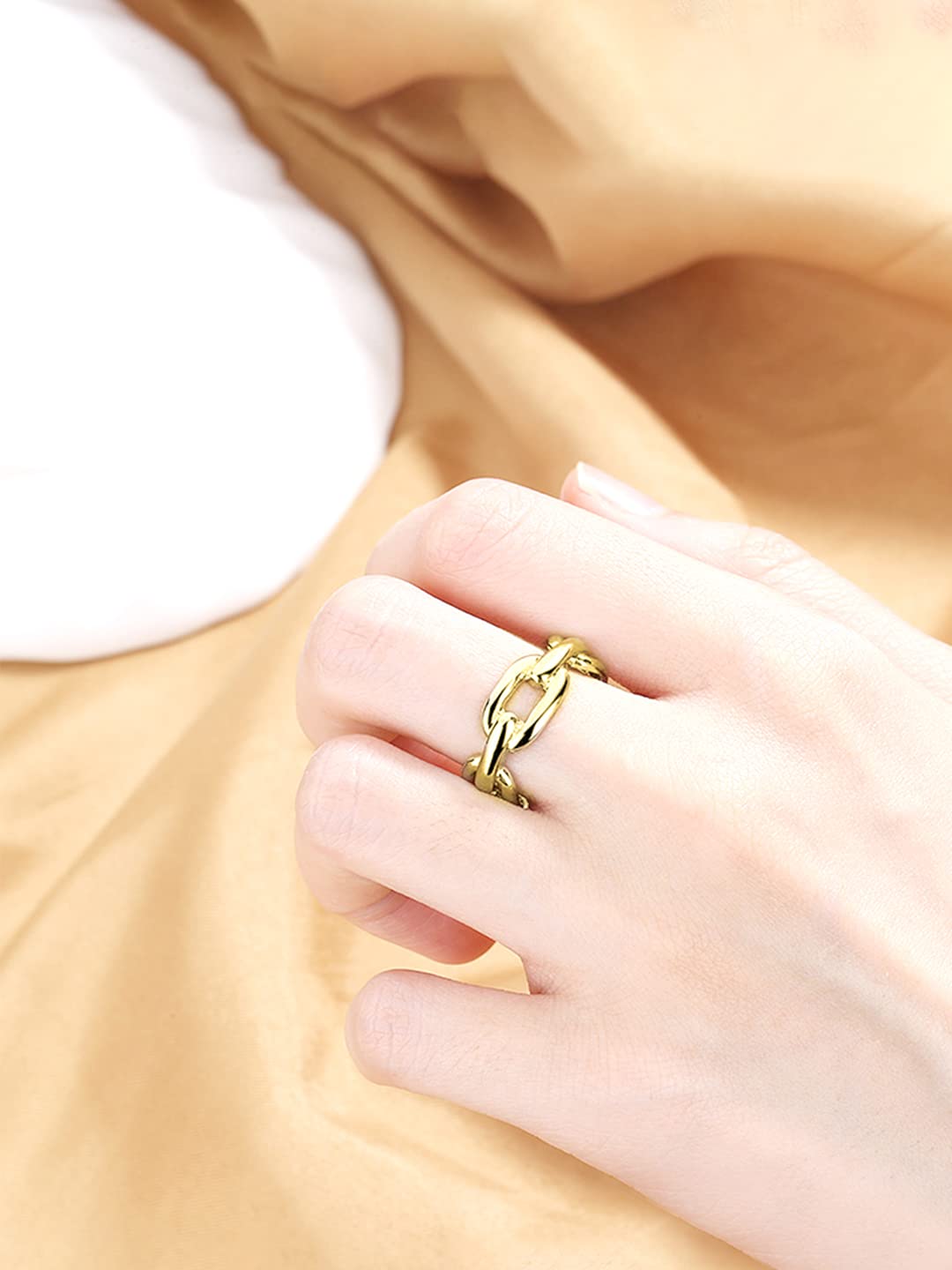 Yellow Chimes Rings for Women & Girls Ring for Girls | Gold Tone Chain Designed Finger Ring for Women | Birthday Gift For girls & women Anniversary Gift for Wife