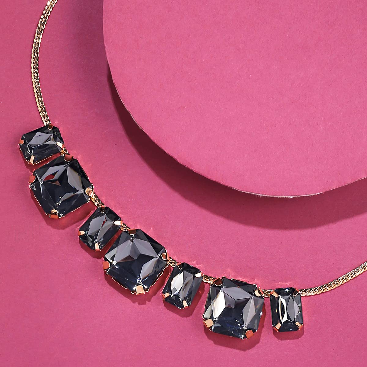 Yellow Chimes Necklace for Women and Girls Fashion Black Choker Necklace for Women Western | Geometric Statement Crystal Choker Necklace | Birthday Gift for Girls & Women Anniversary Gift for Wife