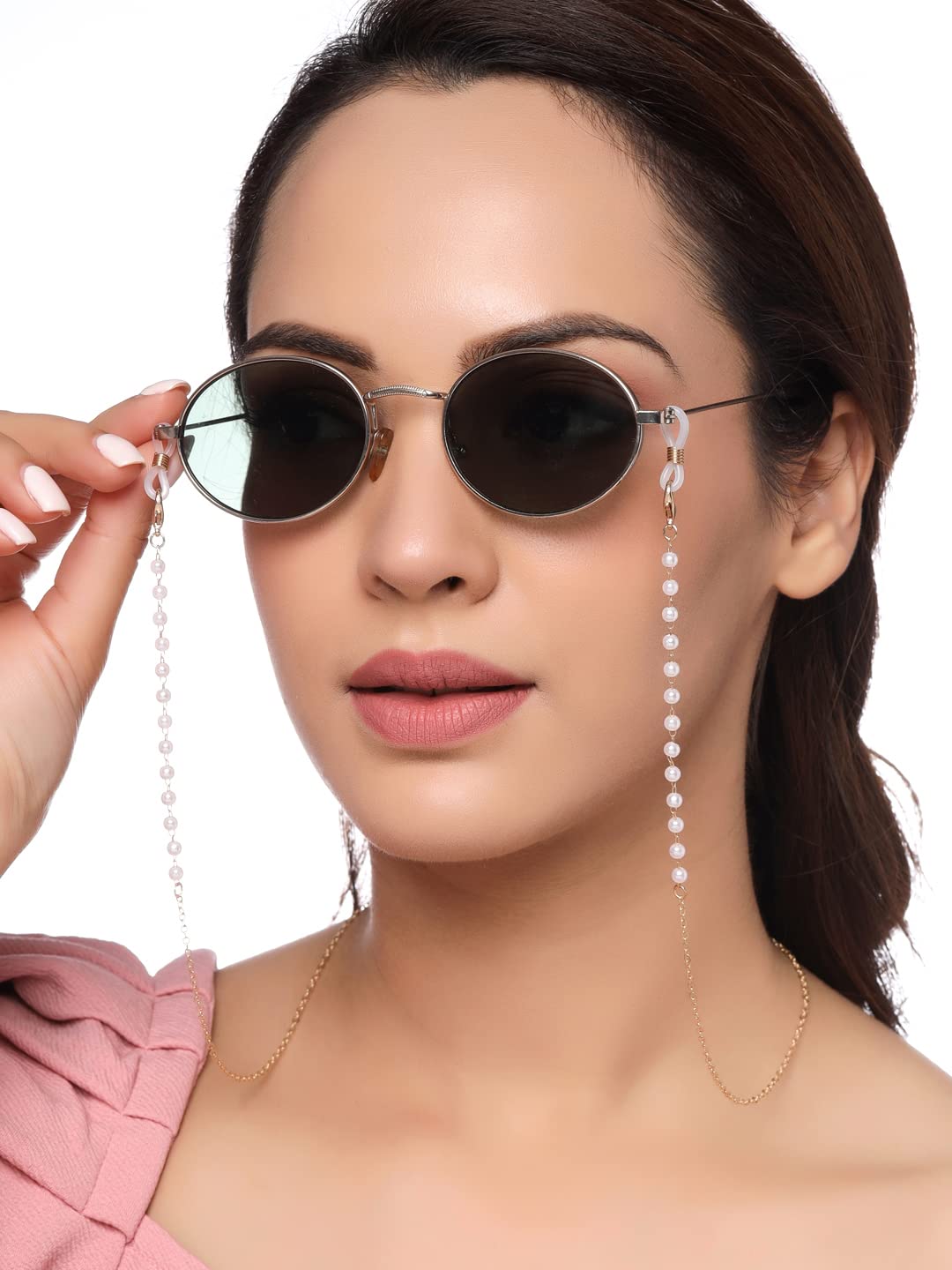 Yellow Chimes Sunglasses Chain for Women Eyeglasses Chain 2 Pcs Pearl Face Mask Chains Sunglasses Accessories/Sunglasses Lanyard for Girls and Women.