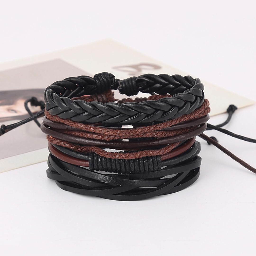 Yellow Chimes Bracelets for Men and Boys | Combo of Black Multilayered Leather Bracelet | Birthday Gift for Men and Boys Anniversary Gift for Husband