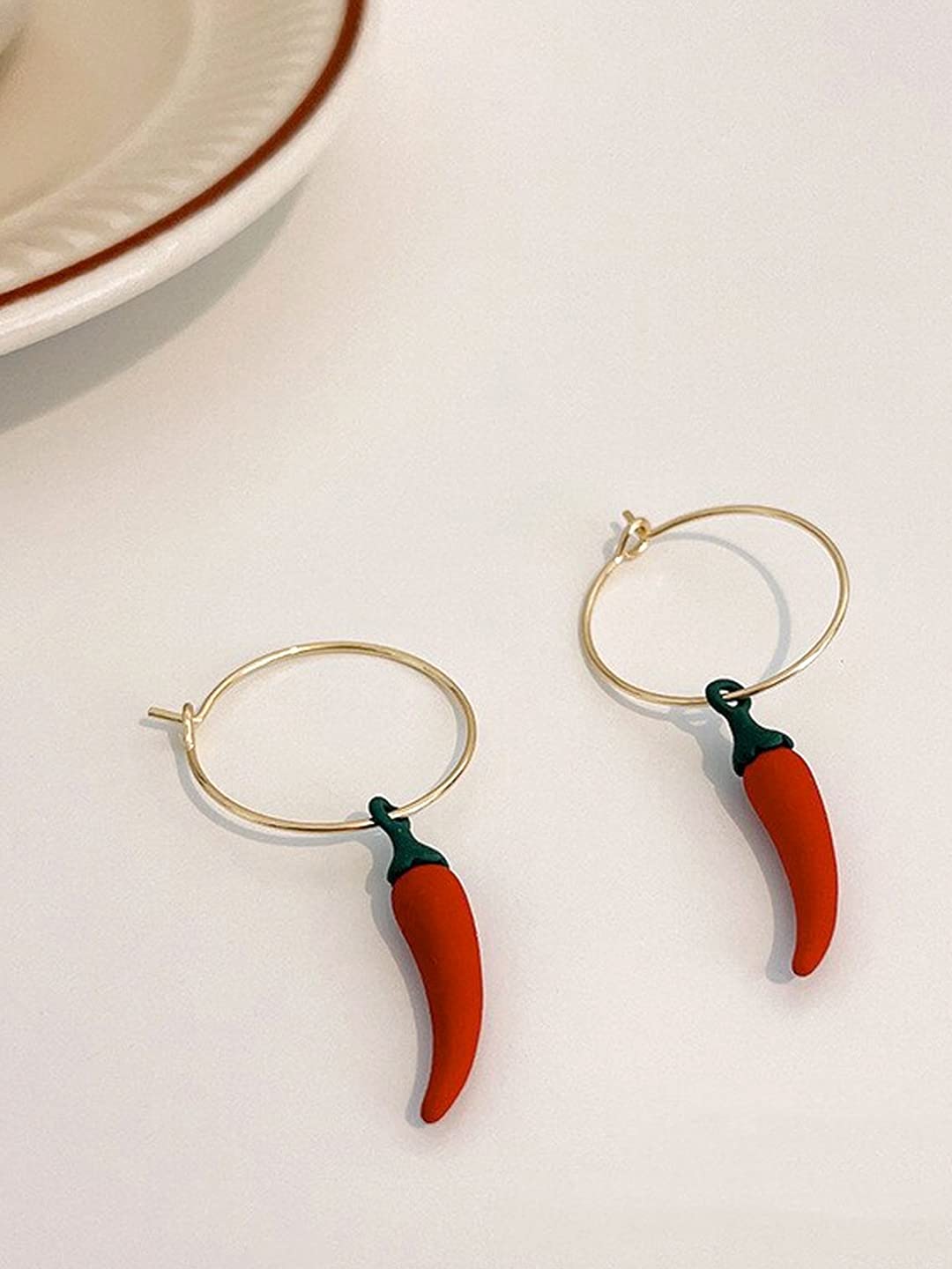 Yellow Chimes Earrings for Women and Girls Drop Earrings for Girls | Gold Toned Red Chilli Designed Drop Earrings | Birthday Gift for girls and women Anniversary Gift for Wife