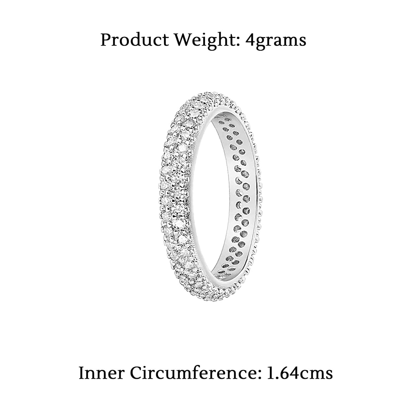 Yellow Chimes Rings for Women White Crystal Ring Silver Plated Double Row Eternity Band Ring for Women and Girls Valentine Gift for Girls