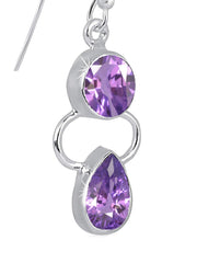 Yellow Chimes Amethyst Quartz Gemstone 925 Sterling Silver Hallmark and Certified Purity Drop Earrings for Women and Girls