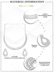Yellow Chimes American Diamond Jewellery Set for Women Rhodium Plated High Grade Authentic White AD Jewellery Necklace Set for Women and Girls